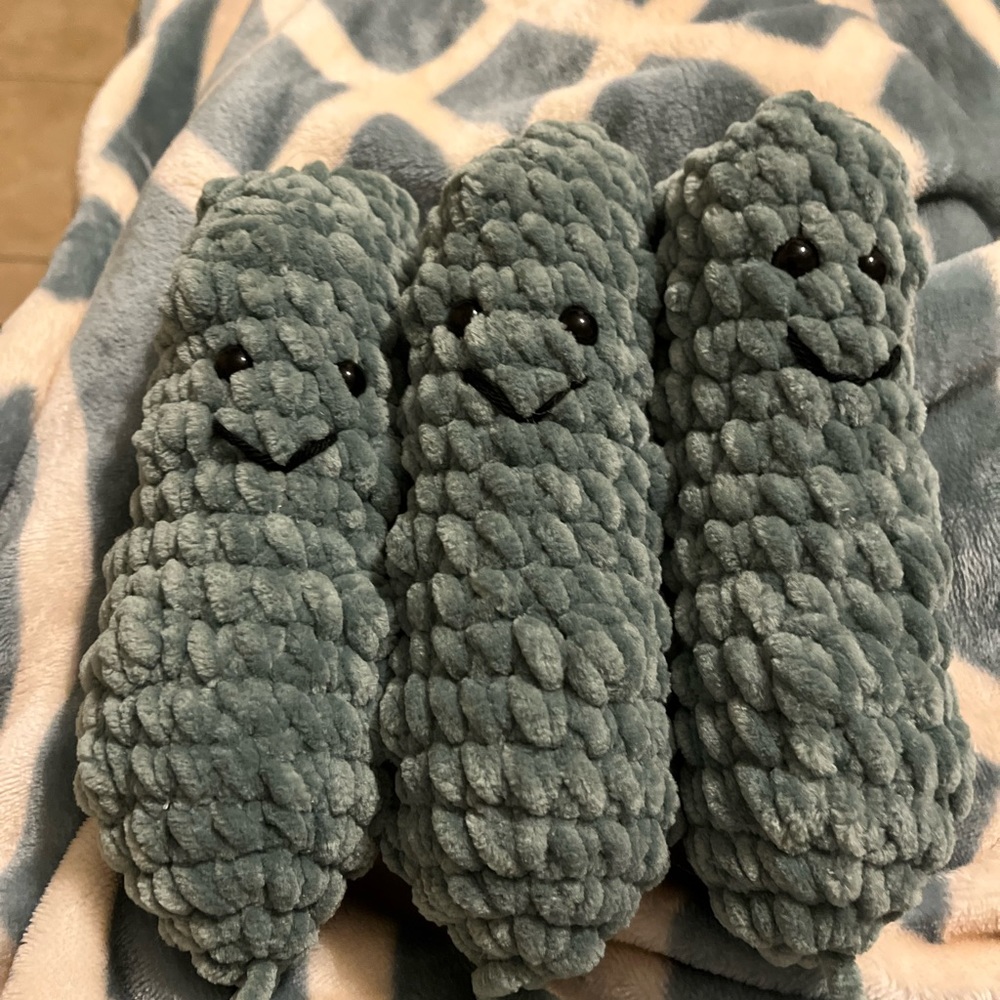 Handmade crochet pickle plush